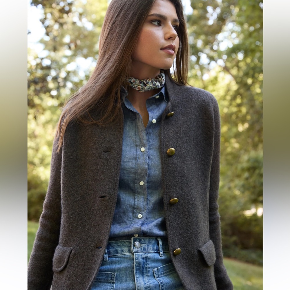 Loro Piana textured knit cashmere leather military jacket blazer cardigan - Picture 7 of 15